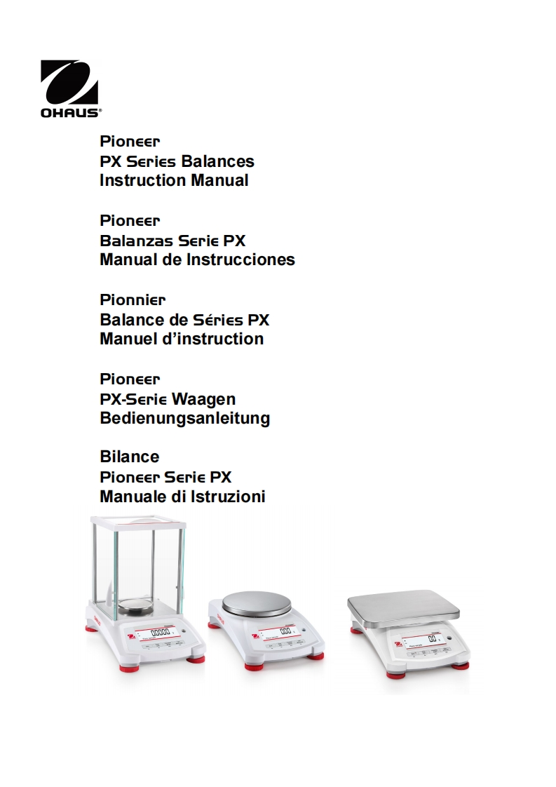 Ohaus-Pioneer-Precision-Balance-PX12001-PX12001E-User-操作说明书手册