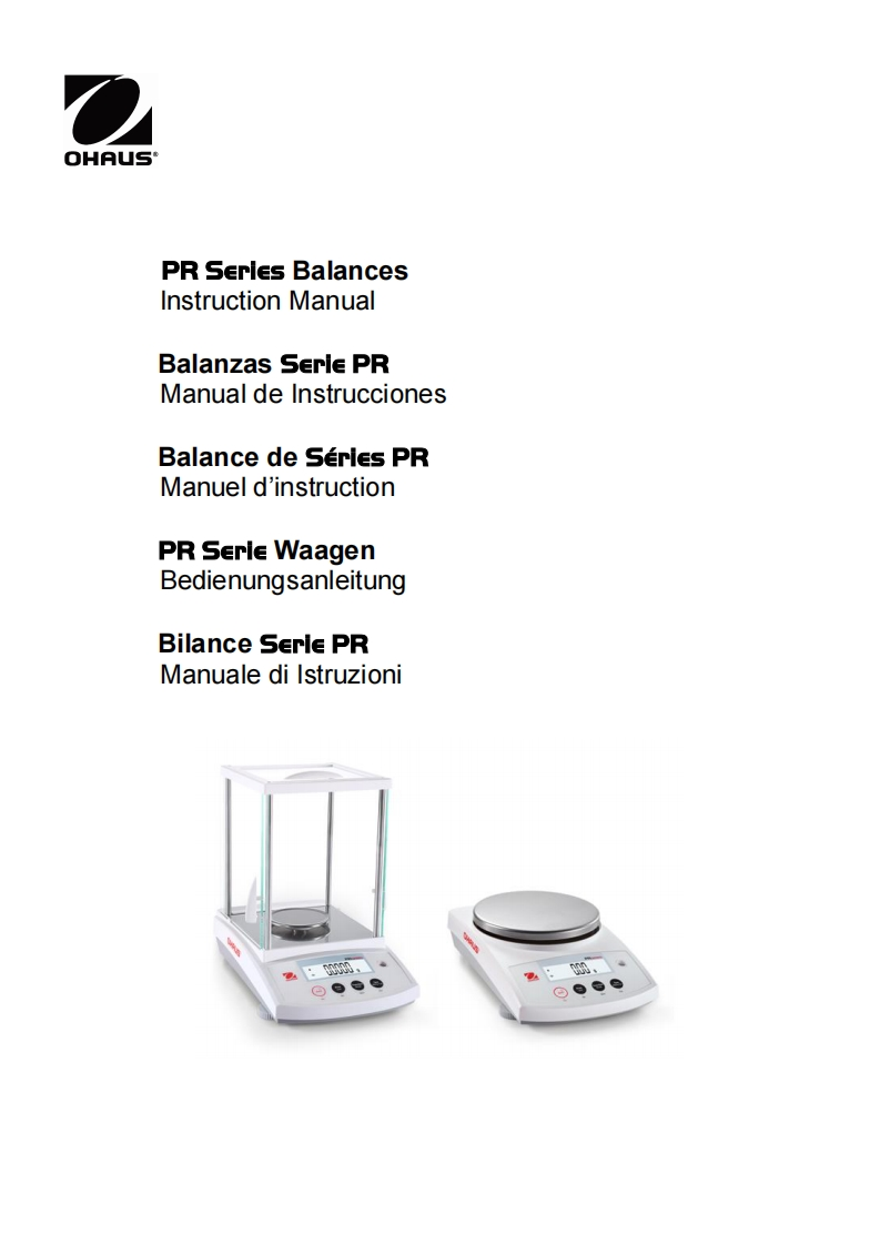 Ohaus-Precision-Balance-PR223PR423PR523-Series-操作说明书手册