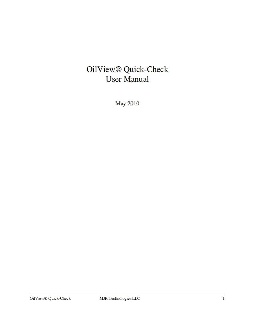OilViewQuickCheck手册说明书指南