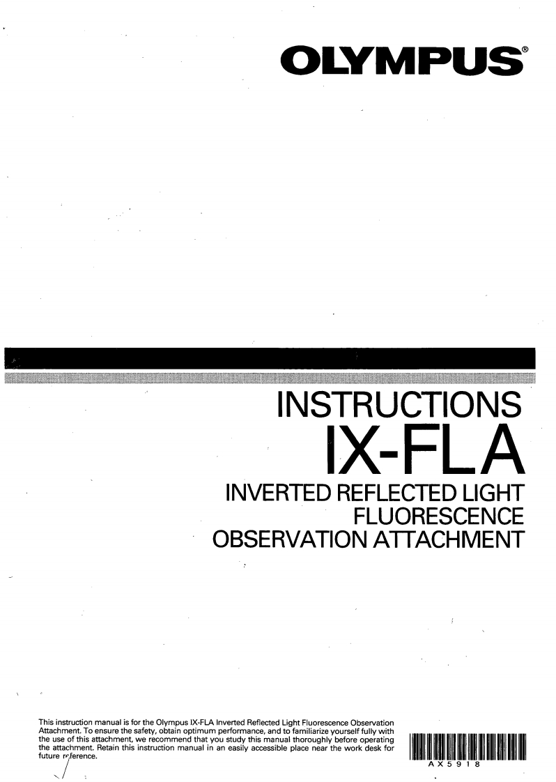 Olympus_IX-FLA_inverted_fluorescence_observation_atttachment_操作说明书手册