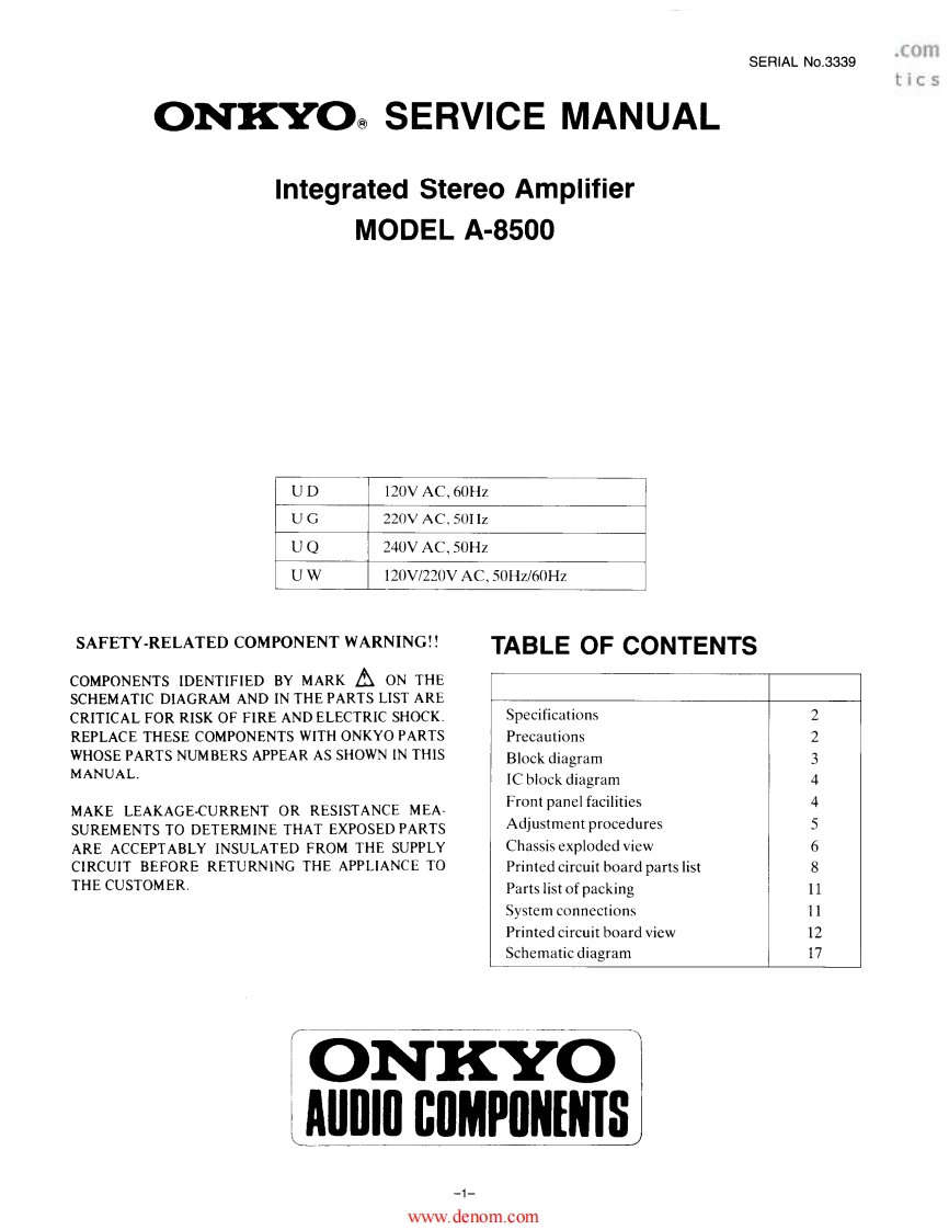 Onkyo_A8500_维修手册manual