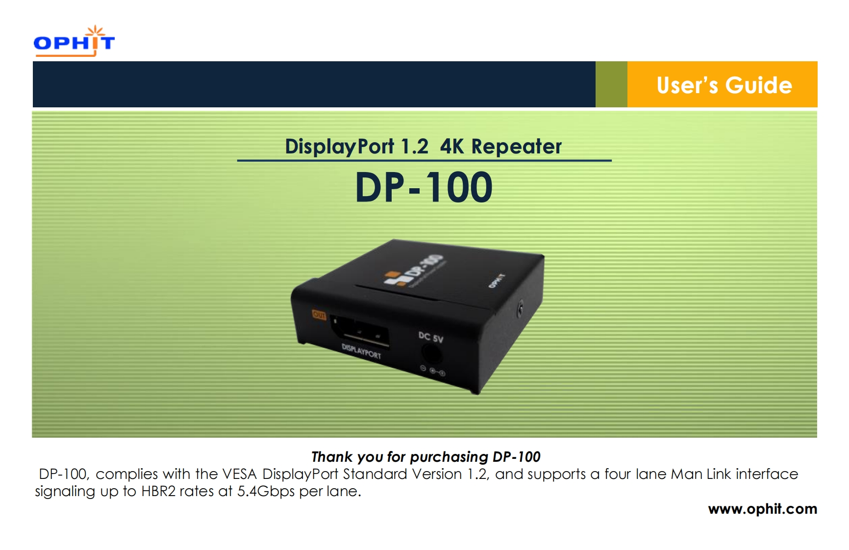 Ophit-DP-100-操作说明书手册-rev.1.0