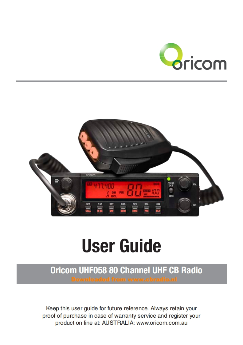 Oricom_UHF058_使用说明书手册
