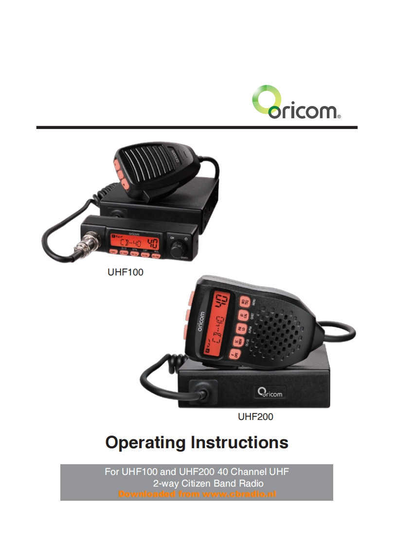 Oricom_UHF200_使用说明书手册