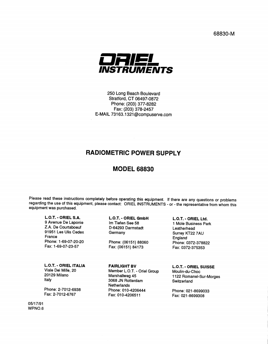 Oriel_68830_Constant_Current_Supply_操作说明书手册_new