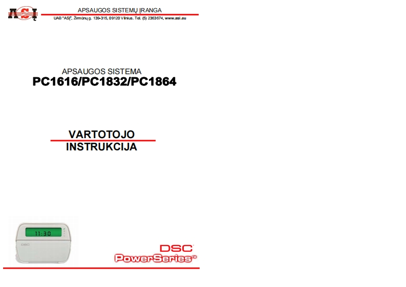 PC1616_PC1832_PC1864_vartotojo_instrukcija安装调试说明书手册