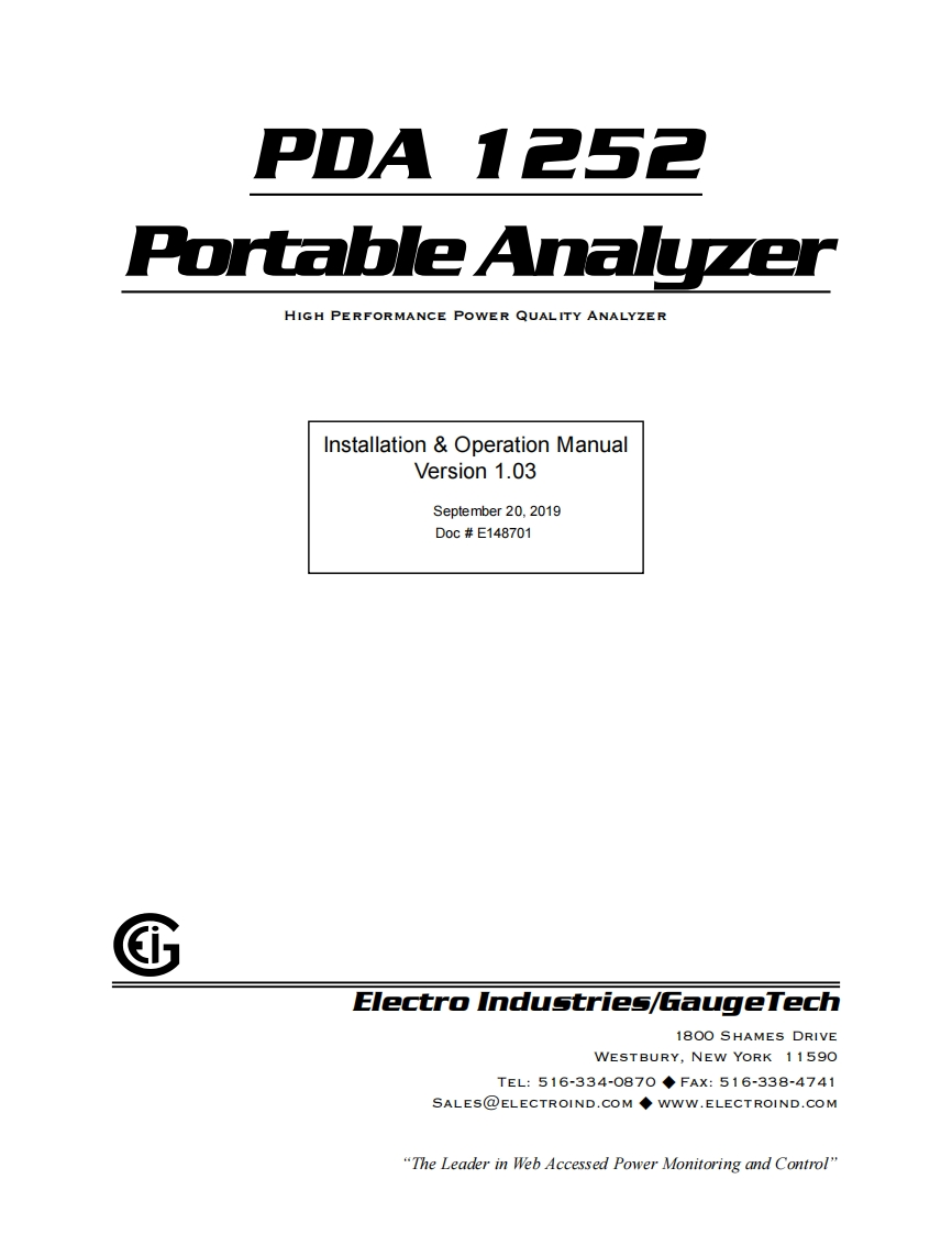 PDA1252-User-操作说明书手册_E148701