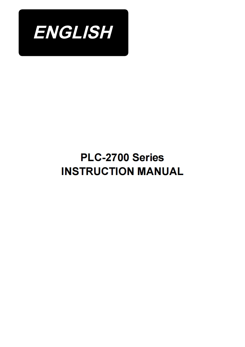 PLC-2700-用户操作使用说明书手册