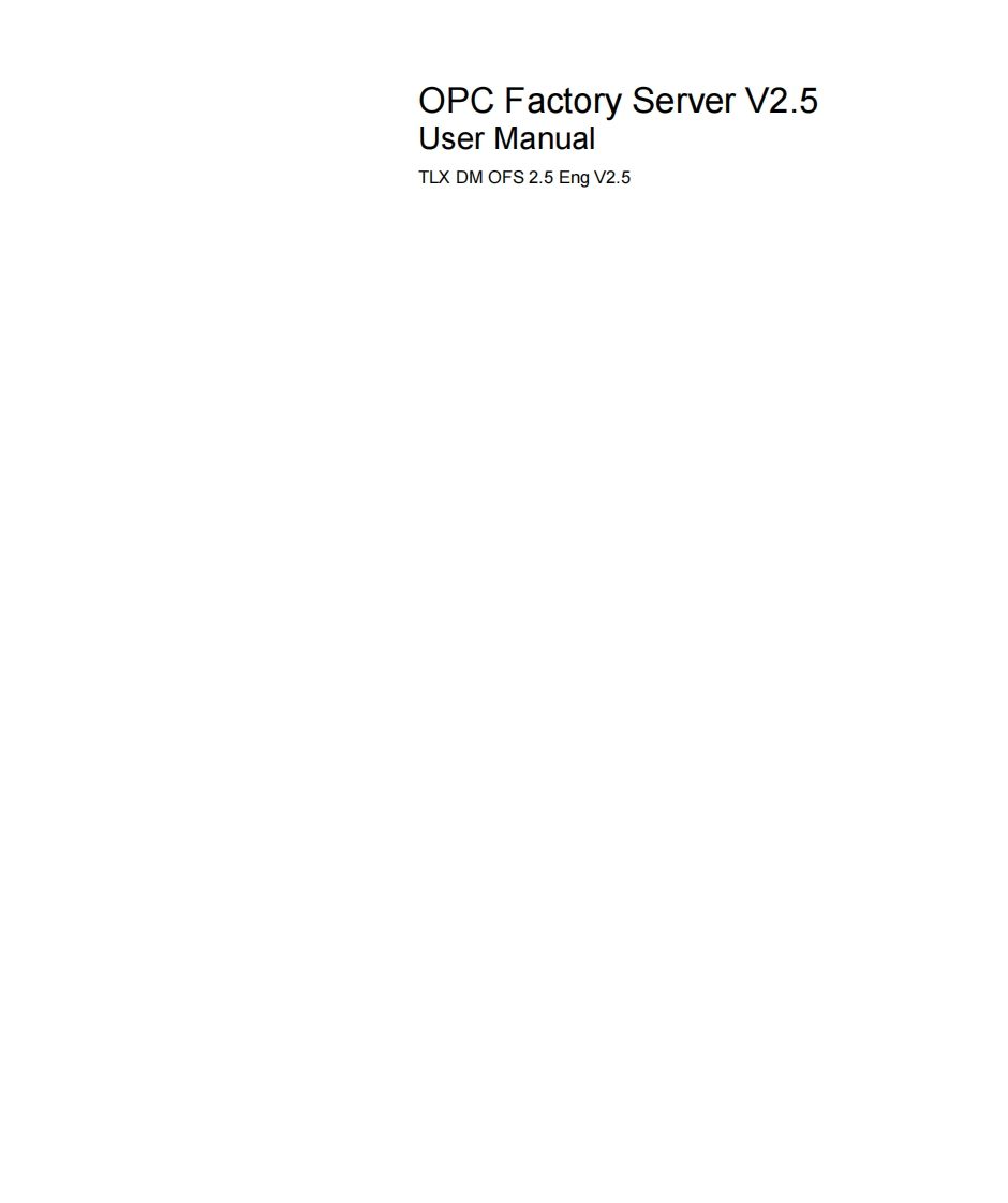 PLCOPCSoftwareFactoryServer参考说明书手册2.5