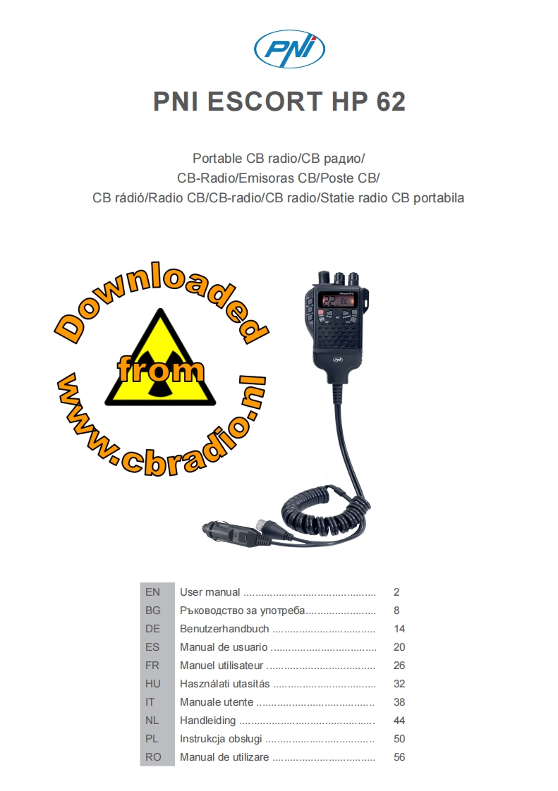 PNI_HP62_使用说明书手册_DE_ESP_FR_ITA_PL_HU_RO_BG_NL