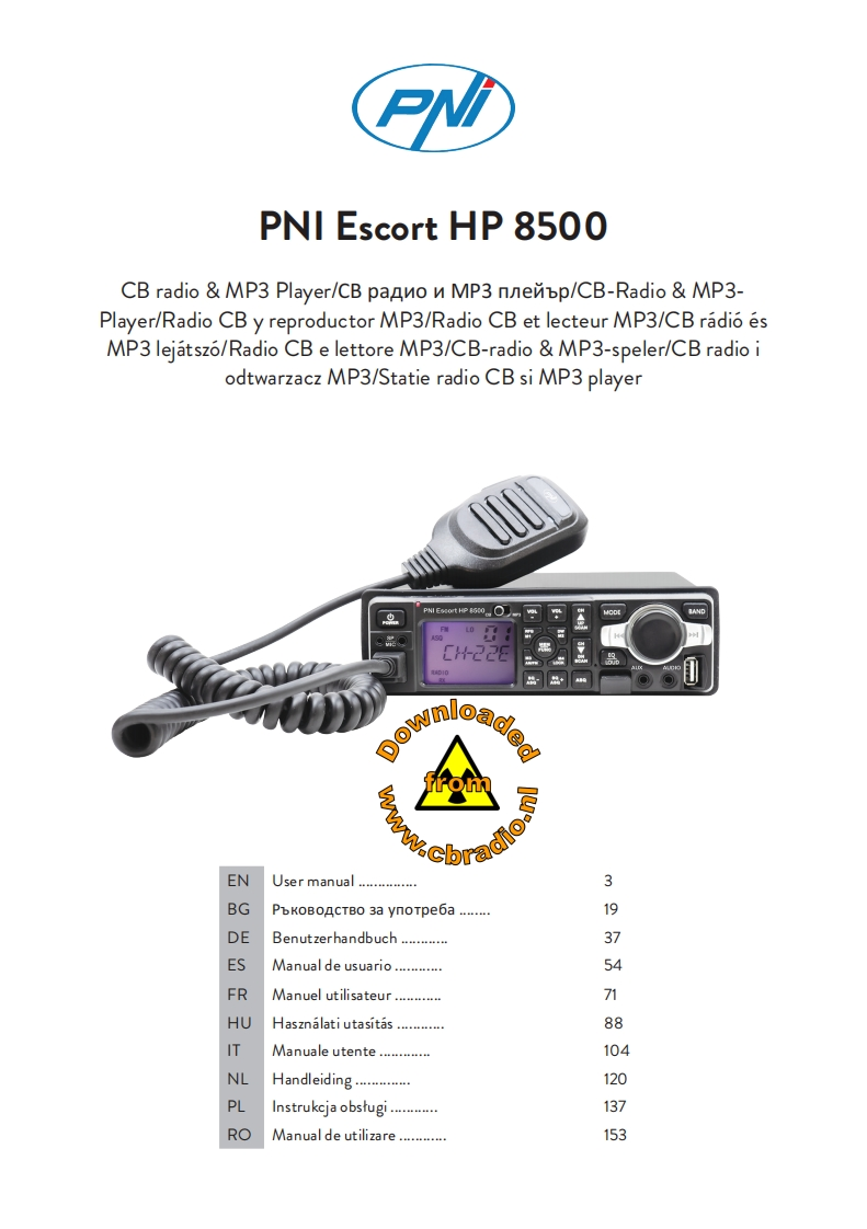 PNI_HP8500_使用说明书手册_DE_ESP_FR_ITA_PL_HU_RO_BG_NL