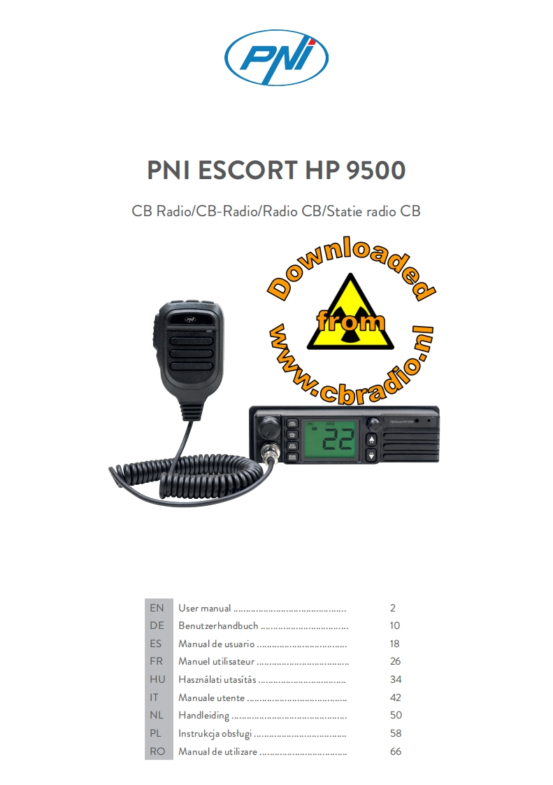 PNI_HP9500_使用说明书手册_ESP_DE_FR_ITA_HU_BG_PL_RO_NL