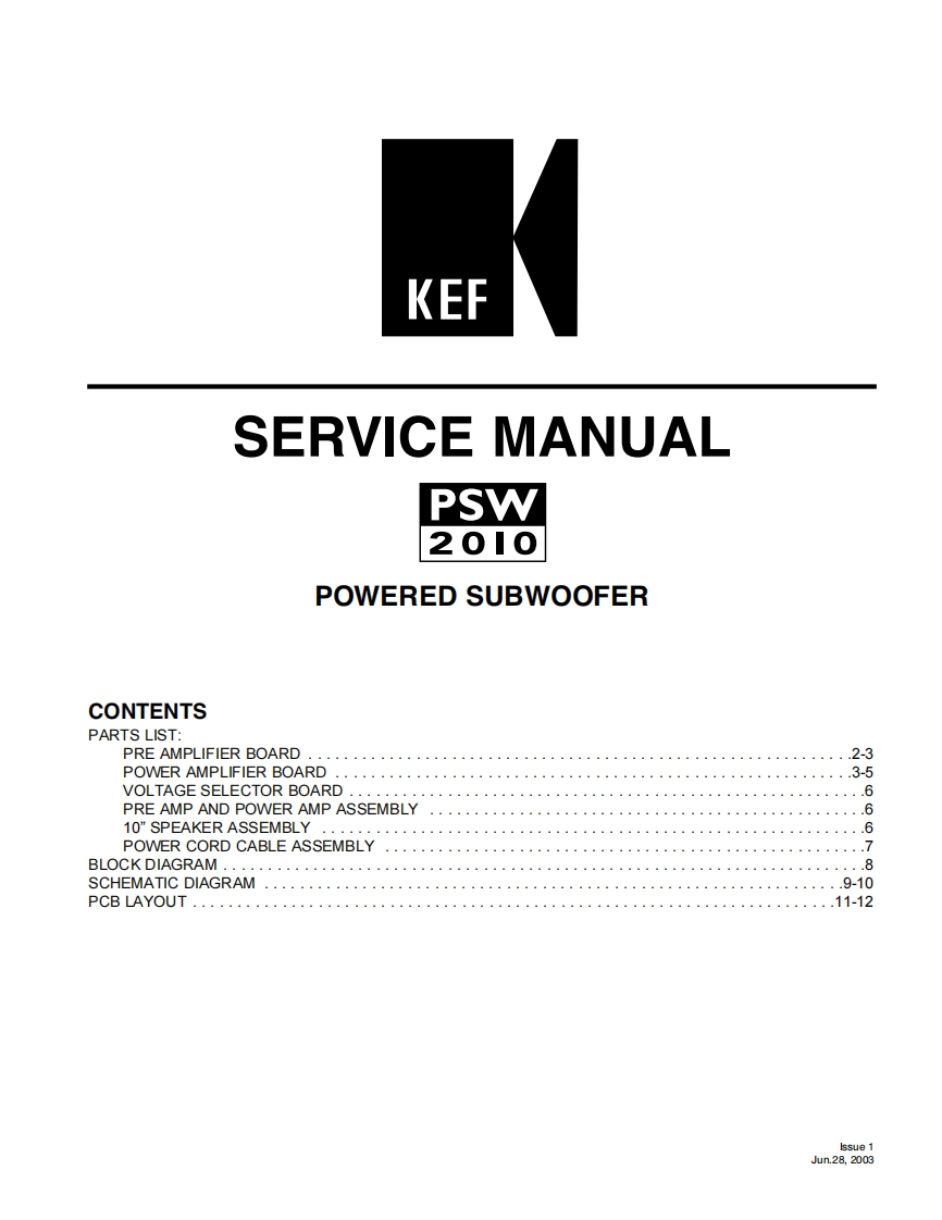PSW2010-Service-Manual维修操作说明书手册