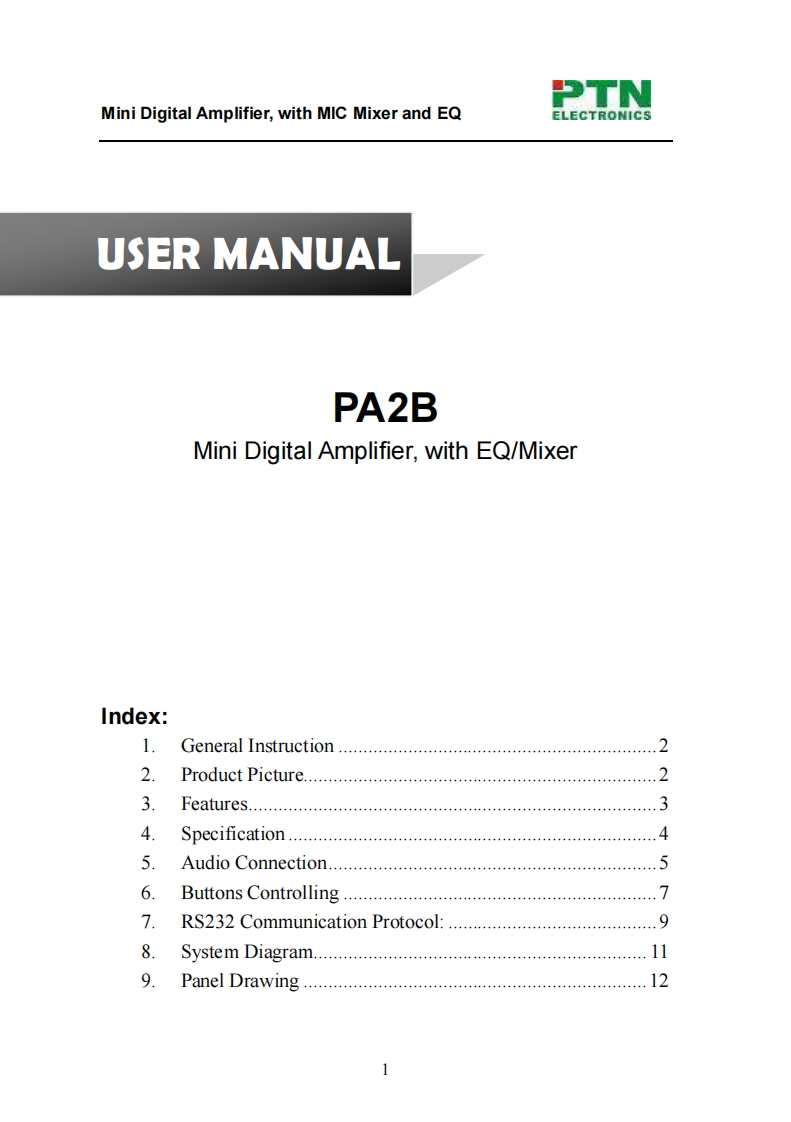 PTN-PA2B-操作说明书手册