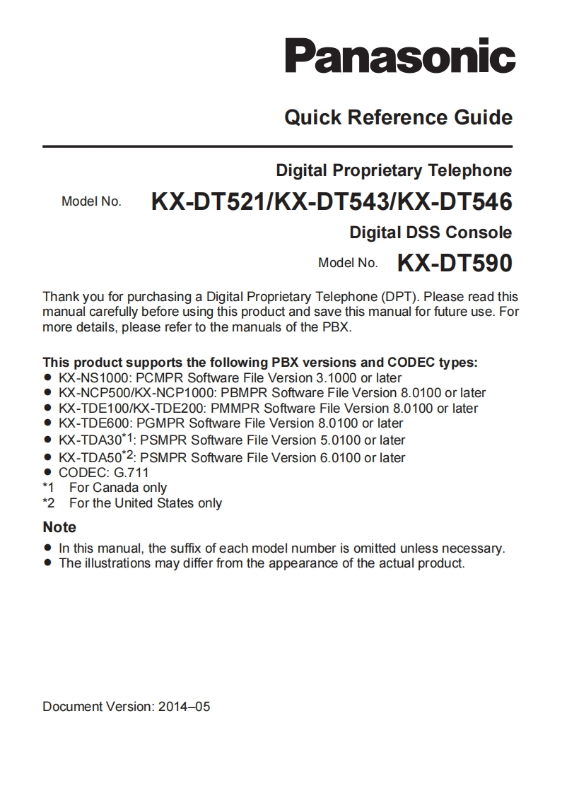PanasonicKX-DT543-B3-LineDisplayDigitalTelephone快速操作说明书手册