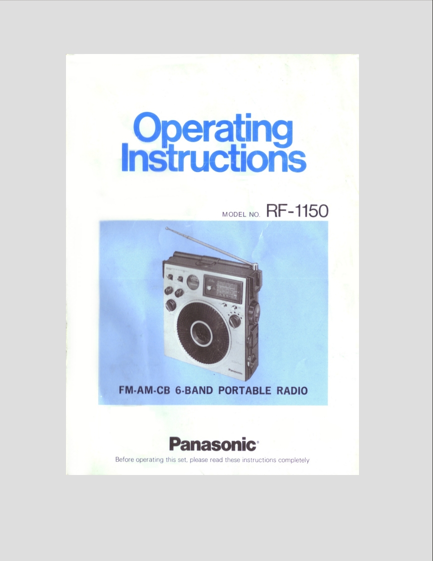 Panasonic_RF-1150_Manual操作说明书手册