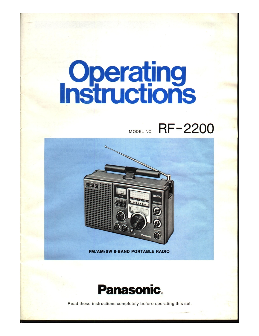 Panasonic_RF-2200_使用说明书手册