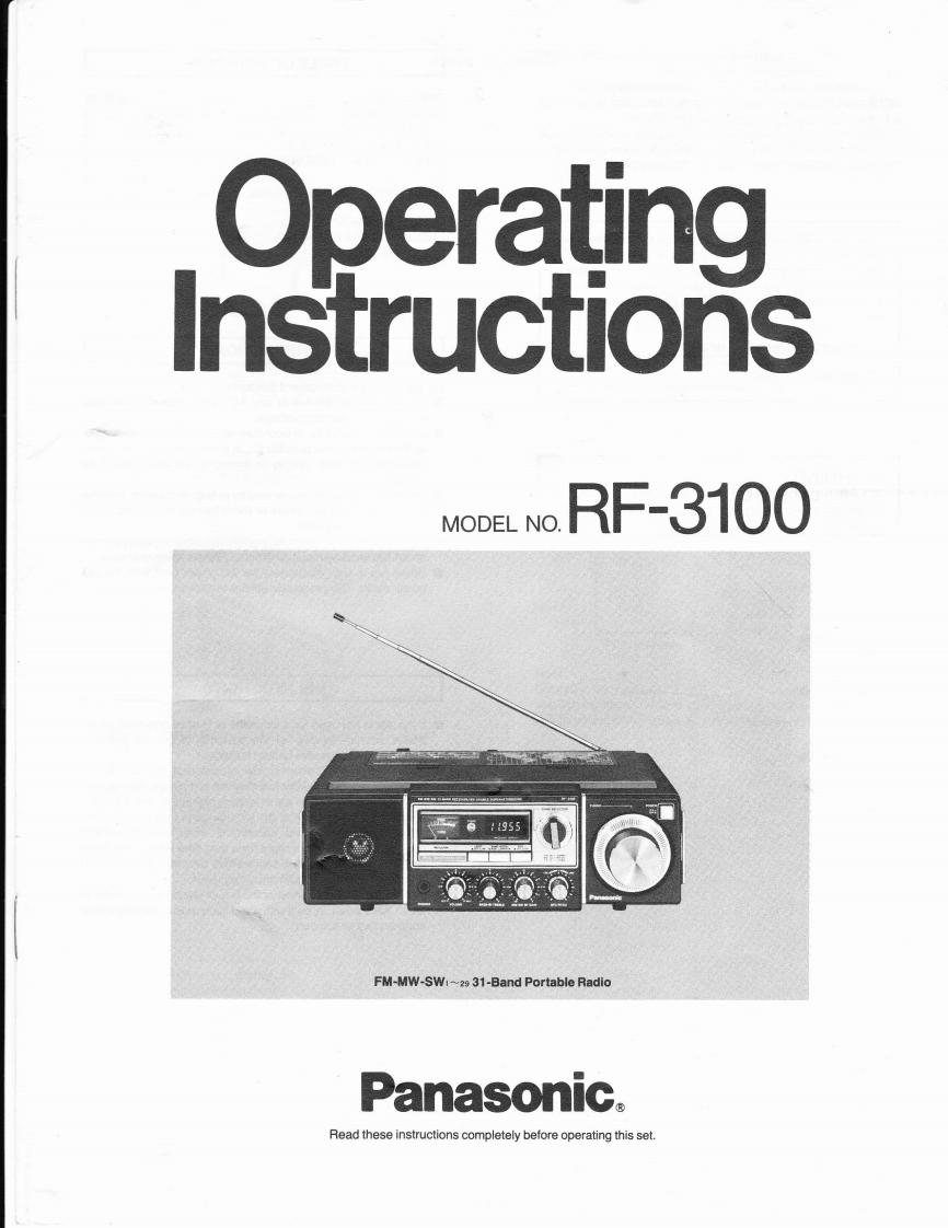 Panasonic_RF-3100_使用说明书手册