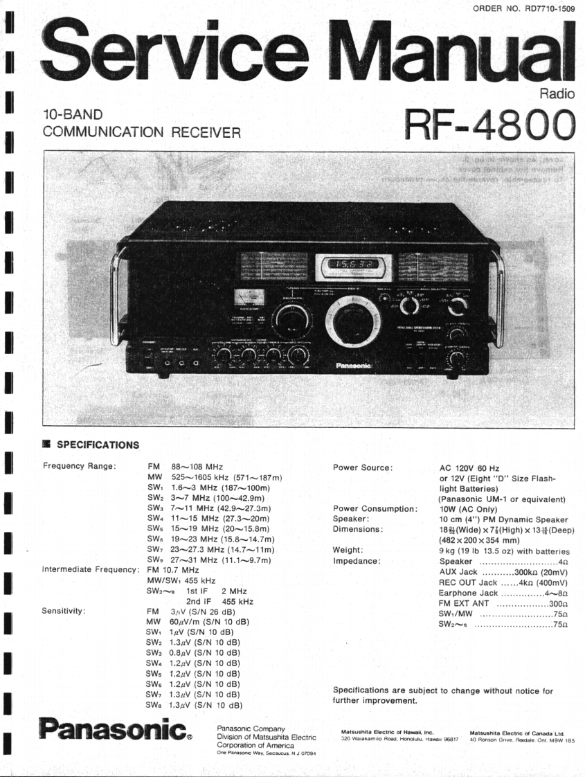 Panasonic_RF-4800_维修维护电器原理图手册