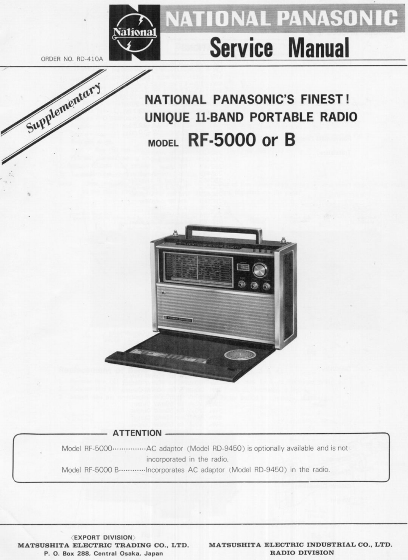 Panasonic_RF-5000_B_维修维护电器原理图手册