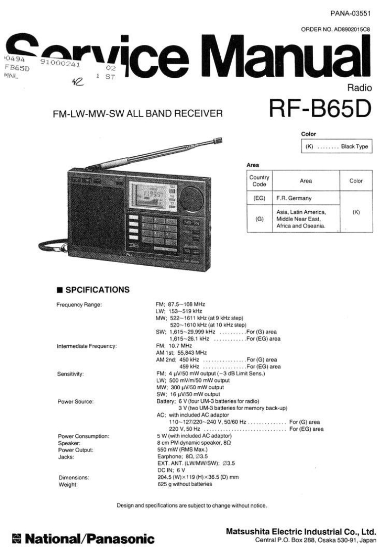 Panasonic_RF-B65D_维修维护电器原理图手册_other