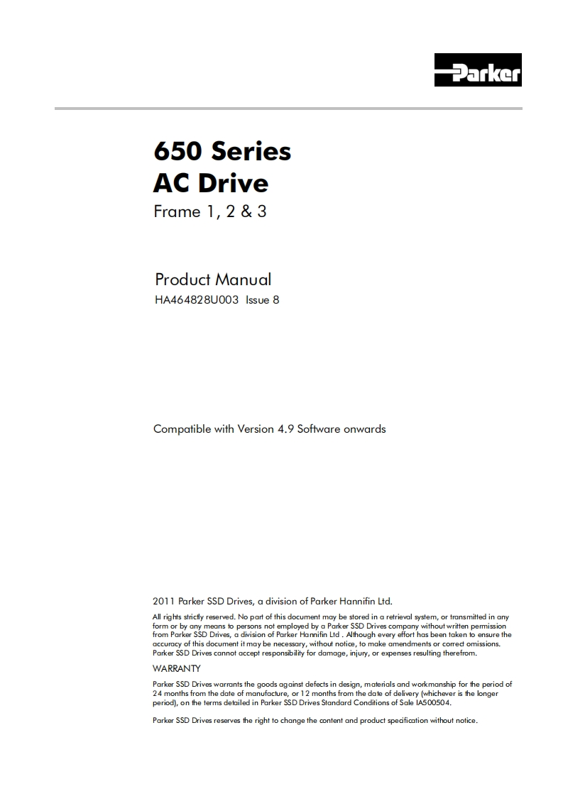 Parker-SSD-650-Series-User-Manual操作说明书手册