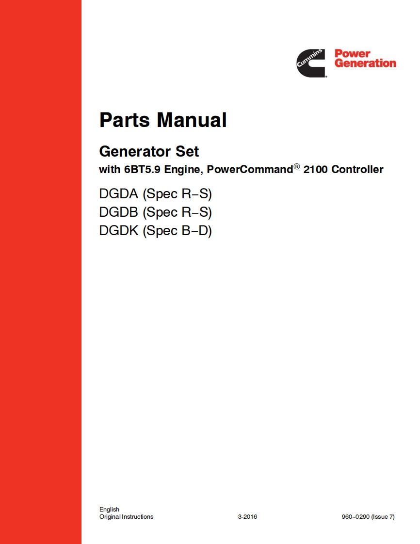 Parts-Manual-Generator-Set-with-6BT5.9-Engine-2100-Controller-DGDA-Spec-R−S-DGDB-Spec-R−S-DGDK-Spec-B−D-via-jahan-compressor-com零部件说明书手册