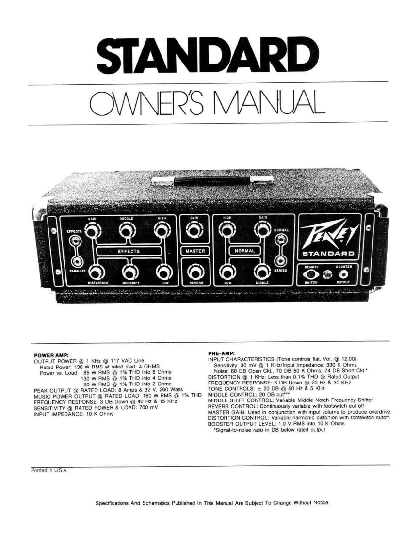 Peavey_Standard_Schematic电器原理图s