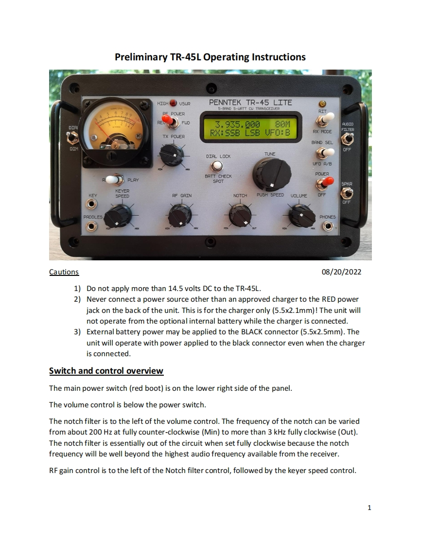 Penntek_TR-45L_使用说明书手册_2022