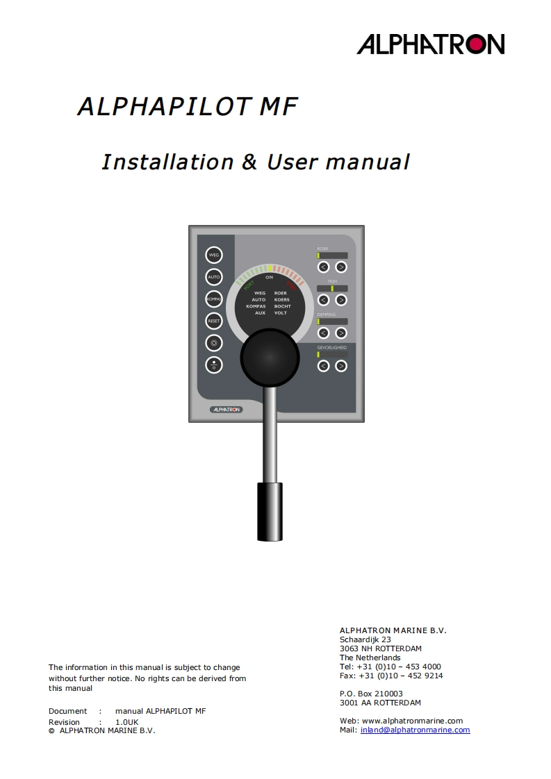 PilotRiv-Alphatron-AlphaPilot-MF-使用说明书手册--5-6-2020