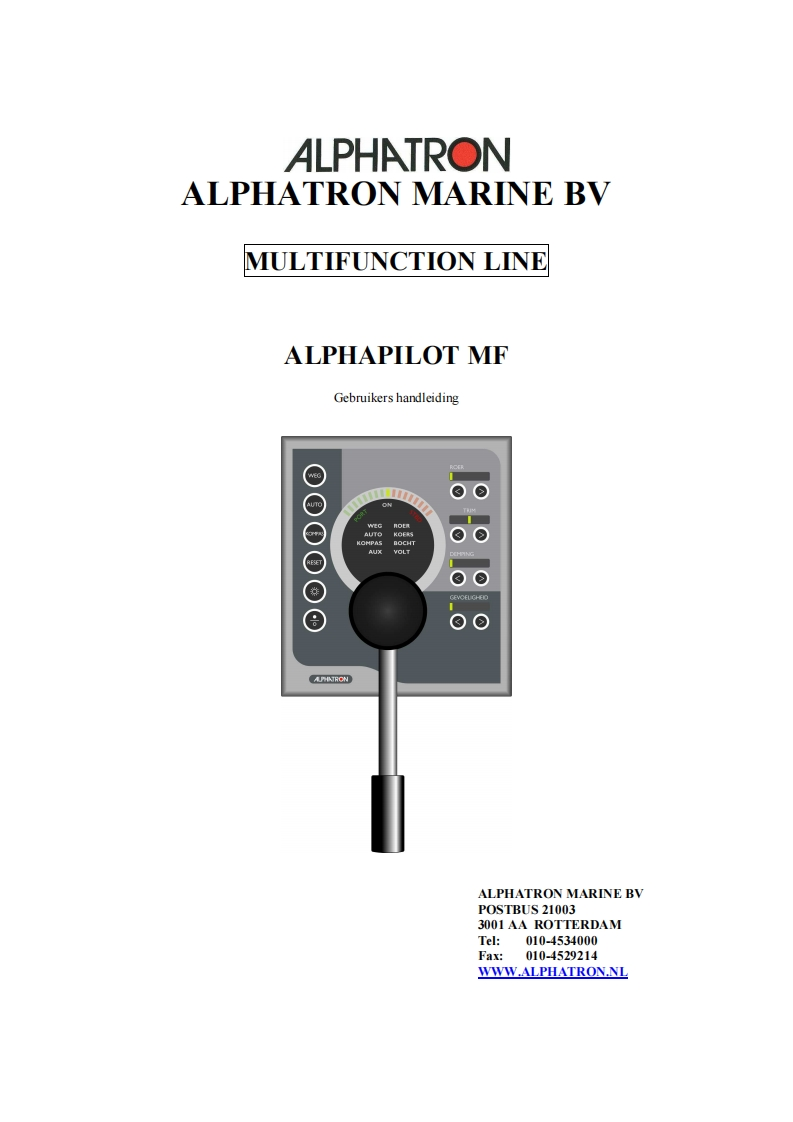 PilotRiv-Alphatron-AlphaPilot-MF-使用说明书手册-Dutch-1-6-2011