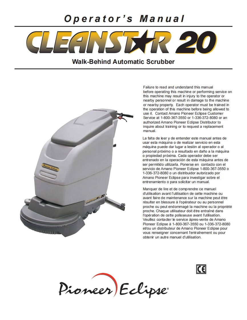 Pioneer-Eclipse-Cleanstar-20-Manual操作与维护手册