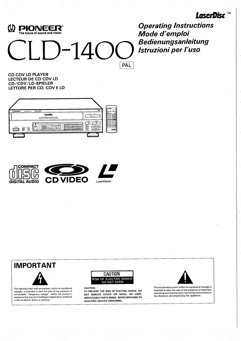 Pioneer_CLD-1400_User_Manual操作说明书手册