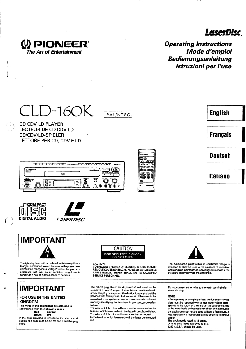 Pioneer_CLD-160K_User_Manual操作说明书手册