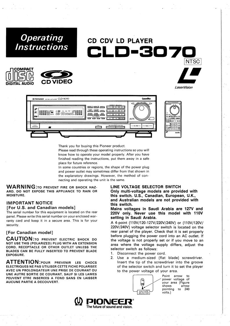 Pioneer_CLD-3070_User_Manual操作说明书手册