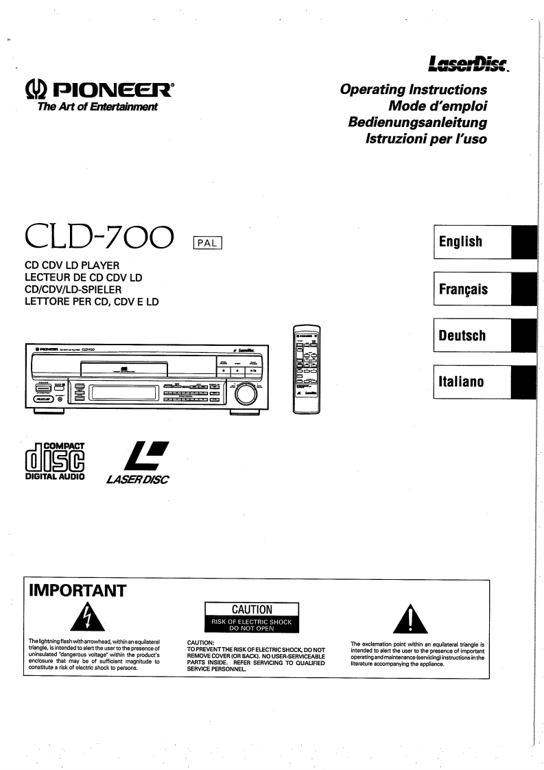 Pioneer_CLD-700_User_Manual操作说明书手册