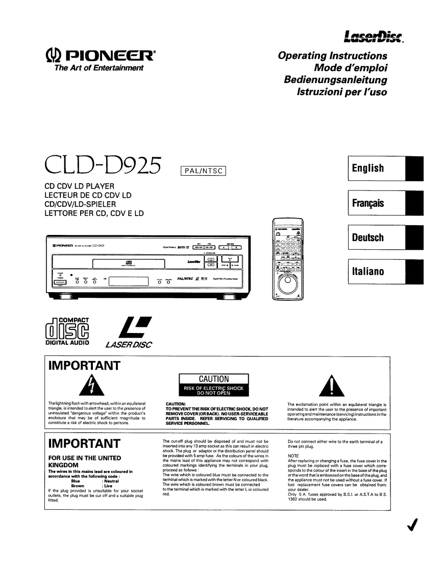 Pioneer_CLD-D925_User_Manual操作说明书手册