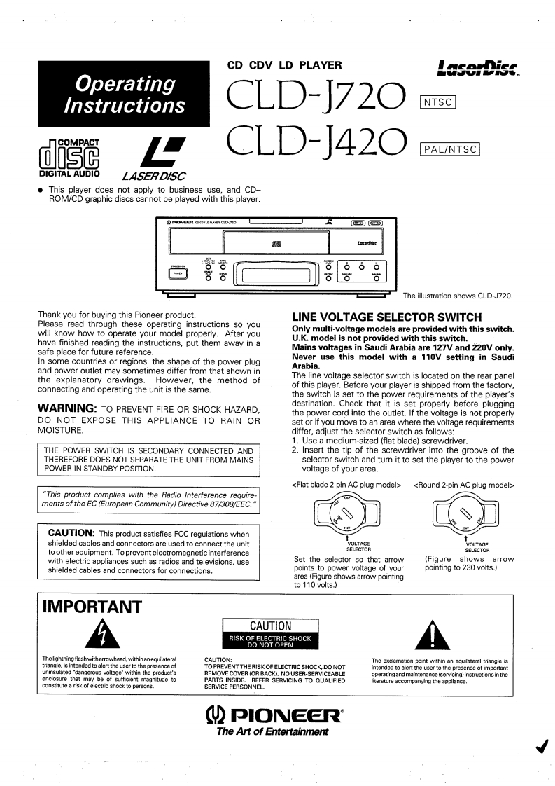 Pioneer_CLD-J420_CLD-J720_User_Manual操作说明书手册