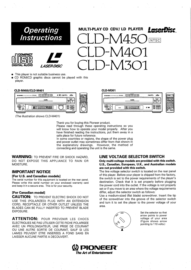 Pioneer_CLD-M301_CLD-M401_CLD-M450_User_Manual操作说明书手册