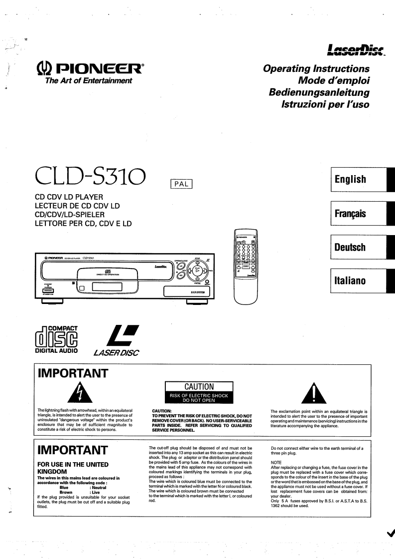 Pioneer_CLD-S310_User_Manual操作说明书手册