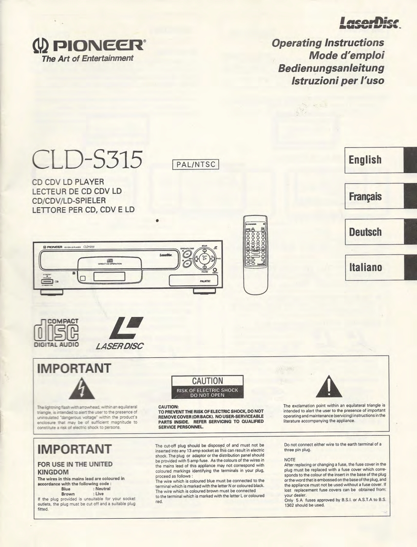 Pioneer_CLD-S315_User_Manual操作说明书手册