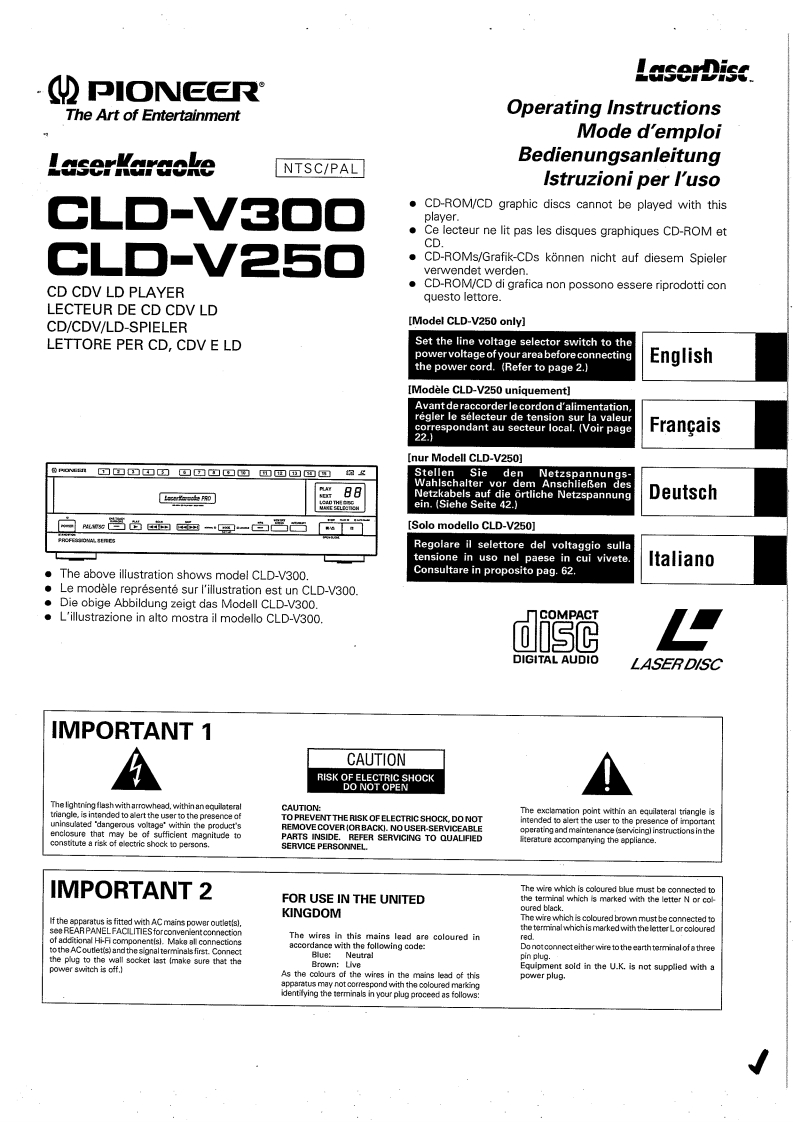 Pioneer_CLD-V250_CLD-V300_User_Manual操作说明书手册