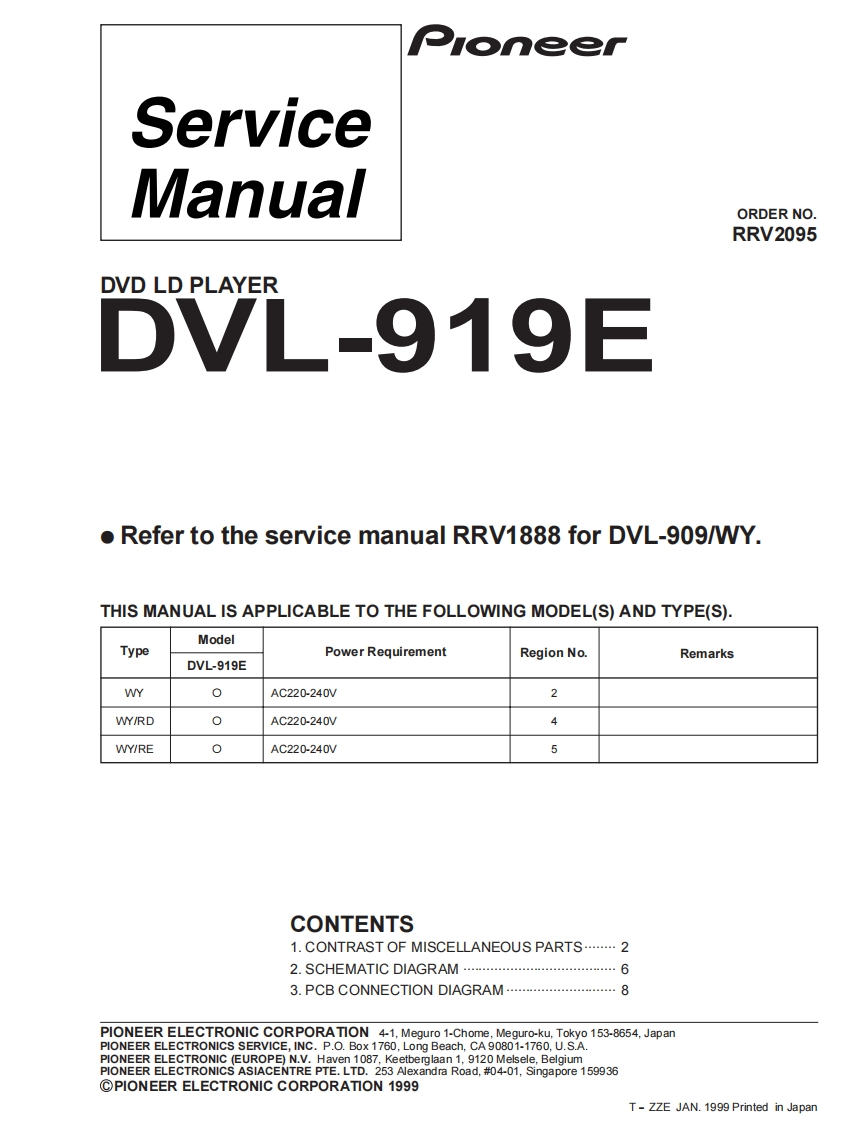 Pioneer_DVL-919E_RRV2095_Service.Manual维修手册电器原理图