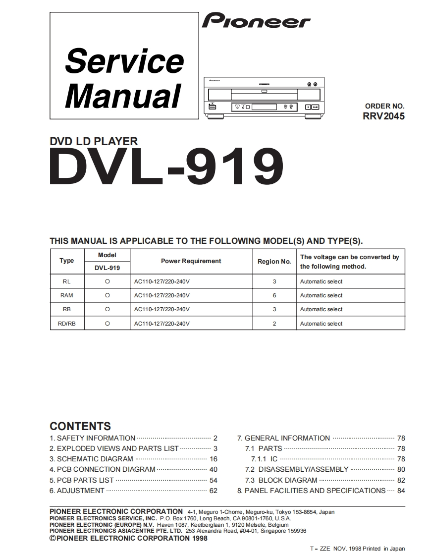 Pioneer_DVL-919_RRV2045_Service.Manual维修手册