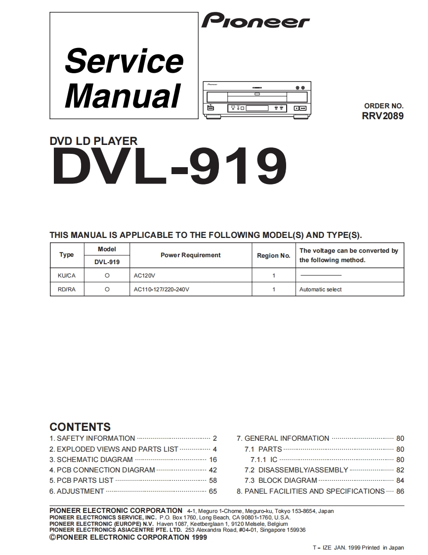 Pioneer_DVL-919_RRV2089_Service.Manual维修手册