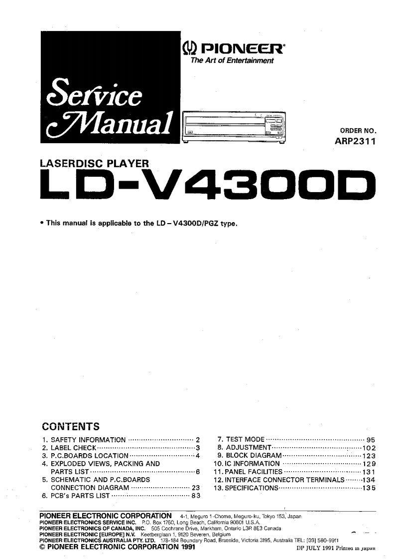 Pioneer_LD-V4300D_Service.Manual维修手册电器原理图