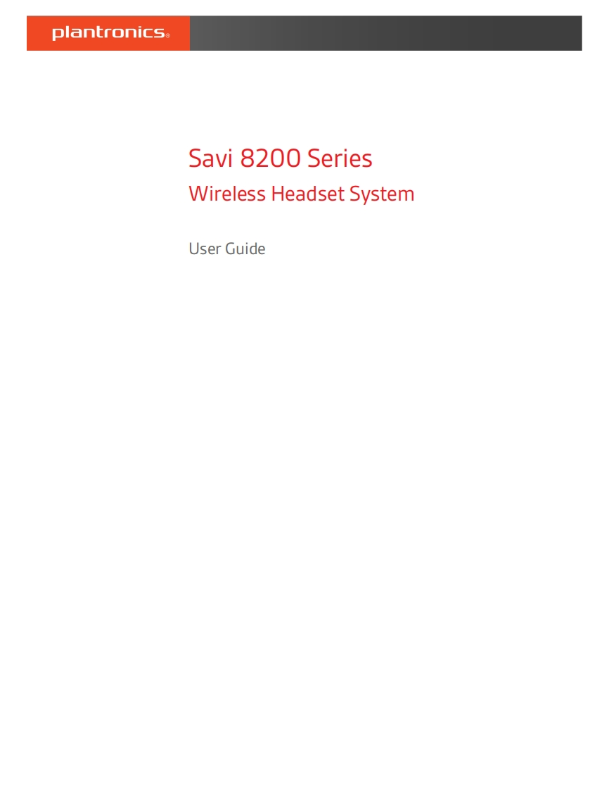 PlantronicsSavi8210MicrosoftOfficeWirelessHeadset(207322-01)快速操作说明书手册