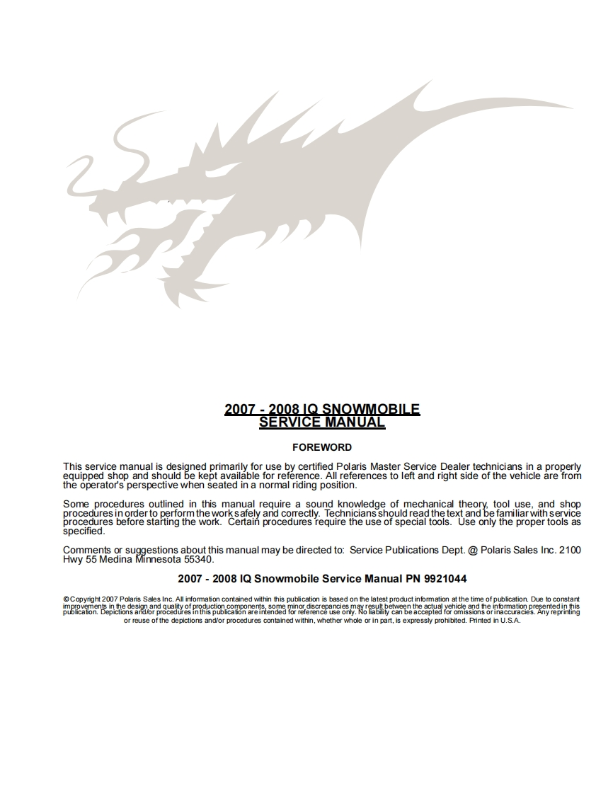 Polaris雪地摩托_IQ_Service_Manual_2007_08_PN_9921044维修手册