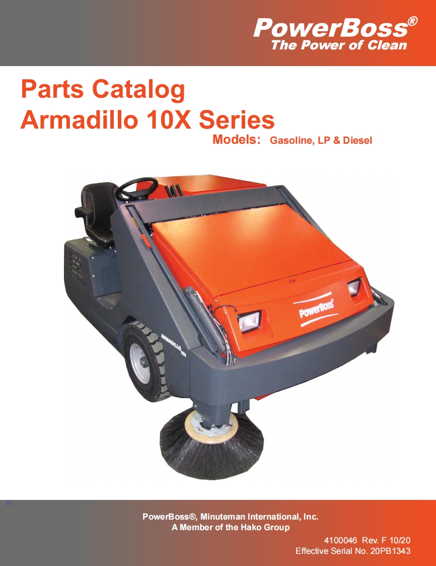 PowerBoss-Armadillo-10X-Parts-Catalog维修零部件手册-SW10X-Series-Rev-F-4100046