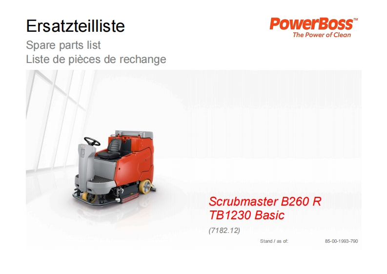 PowerBoss-Scrubmaster-B260R-Parts-Manual维修零部件手册